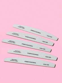 Set de 5 limas de madera de media luna profesionales, limas simples para las uñas, verdaderas limas para la uña fina, limas de manicura para pulir las uñas