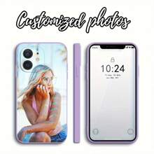 1 pieza Funda protectora de teléfono personalizada de TPU en color negro, blanco y morado compatible con modelos de /Galaxy, elegante, colorida, vintage, linda, personalizada, ideal como regalo para él, ella, novio, novia, familia, amigos, abuelos, pareja, para aniversarios, para cumpleaños