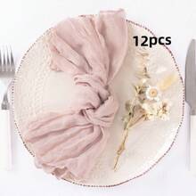 6/12/18/24/30pcs Set Balinese Sheer Coffee Color Napkins, 19.7 X 19.7 Inch Square Romantic Boho Style Transparent Napkins For Gift, Decoration, Vintage Bridal Shower, Birthday Party, Holiday Table Centerpiece (Multi-Color Options)
