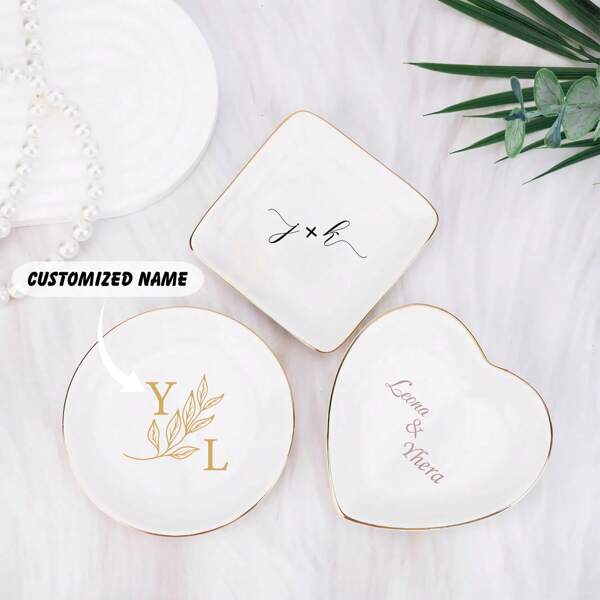 Personalized Ring Dish,Customized Name Ring Dish,Custom Jewelry Dish,Wedding Rign Holder,Engagement Gift For Her,Wedding Gift,Bridal Shower Gifts