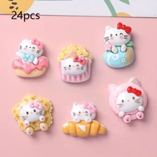 Sanrio 12/18/24 pezzi Accessori di bellezza fai-da-te Hello Kitty Sweets Sanrio adatti per cover per telefono, accessori per capelli, pendenti, braccialetti fai-da-te, regali di compleanno e regali di Natale estivi, per la scuola