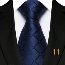 GOADAFOO Luxury 8CM Men Necktie Orange Brown Color Paisley Dot Plaid Floral Ties For Man Groom Jacquard Woven Neck Tie For Business Wedding Party - Navy - View 19