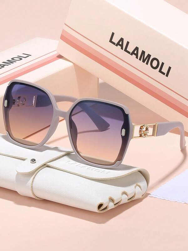 LALAMOLI LALAMOLI Square Full-Rim Fashion Glasses, Luxury Design Elegant Women's Outdoor Gradient Fashion Glasses For Driving, Travel, Festivals, Gifts For Summer Beach Vacation,Outdoor,Travel