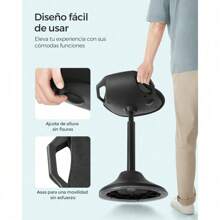 SONGMICS Taburete para Trabajar de Pie, Taburete Activo Ergonómico Ajustable, 60-84.5 cm, Silla Giratoria de Equilibrio, Negro Clásico MOSC02BK - 1 - Ver 6