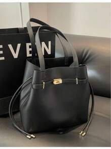 Bucket Bag New Simple Solid Color Handbag Shoulder Bag Large Capacity Commuter Underarm Bag