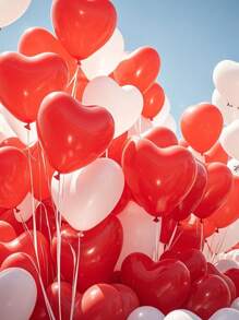 10/30pcs Red & White Heart Shaped Balloons Set For Weddings | 10 Inch Romantic Love Balloons, Valentine's Day, Anniversary Party Decor | Premium Latex With Double-Sided Design (Wedding Season Collection)