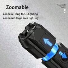 1pc Outdoor Handheld Flashlight, Telescopic High Brightness Long Lasting Camping Lamp, Portable - Black - View 9