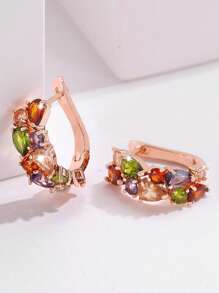 jealous young 1 对 Monalisa Mul CZ 耳钉 适合女士女孩 黄金婚礼耳环 珠宝礼物 - 玫瑰金 - 查看 4