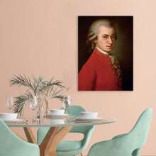 Framed Mozart Portrait Canvas Print, Historical Figure Poster,  Educational Chart & Wall Art For Classroom, Home, Office, Living Room, Bedroom Decor, Festival Gift