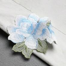 1 Paar bestickte blaue & rosa Pfingstrosenblumen Patches, zum Dekorieren von Hochzeitskleider, Hanfu