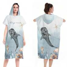 Toalha de Praia Multifuncional de Secagem Rápida e Livre de Areia, Poncho de Surf com Capuz Compacto para Adultos Homens e Mulheres, Roupa de Mergulho com Mangas Ajustáveis para Surf, Natação, Banho, Casamento, Decoração de Casa e Banheiro, Volta às Aulas