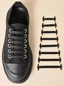 QKC 16Pcs/Pack White Silicone No Tie Shoe Laces Stretch Shoelaces For Sneakers Casual Shoes Sports Shoes Combat Boots, Shoes Accessories For Women Men