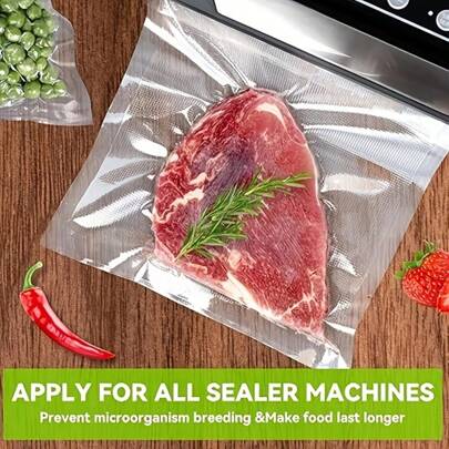 50pcs/Pack Thickened Mesh Vacuum Bags, Food Packaging Bags, Compression Plastic Sealed Bags, Vacuum Machine Rolls, Sealed Bags, Food Vacuum Bags