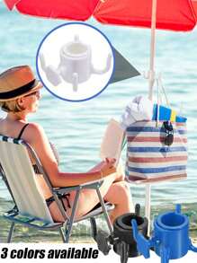 Ganchos para paraguas para patios al aire libre y playa, con 4 puntas para colgar paraguas, gancho de plástico para colgar paraguas, toallas, sombreros, ropa, cámaras, gafas de sol y bolsas, ideal para la playa y acampadas - Multicolor - Ver 1