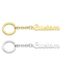 1pc Personalized Custom Name Stainless Steel Keychain, Abbreviated, Fashionable And Casual, Suitable For Father's Day Mother's Day Gifts, Valentine's Day Gifts, And Student Friends Gifts.