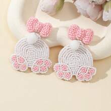 1 对复活节串珠手工兔子和鸡蛋个性化时尚耳环，适合女士 - 復活節兔子 - 查看 5