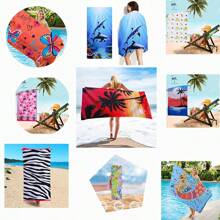 1pc Ultra-Fine Fiber Soft Quick-Drying Beach Towel, Sand-Proof, Anti-UV, Super Absorbent, Oversized, Fashionable Print, Multifunctional Beach Towel, Suitable For Travel, Swimming, Yoga, Bathing - One Towel, Multiple Uses, Shared By The Whole Family - Multicolor - View 2