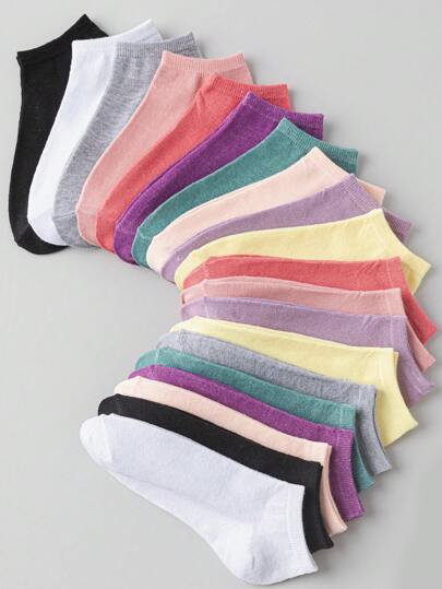 1/3/5/10/20双装女士短袜，隐形袜，白色袜子，黑色袜子，灰色袜子，女士袜子，可爱袜子，女童袜子，黑色袜子，卡通图案，透气孔，吸湿排汗，柔软顺滑，适合各种场合，如节日、运动、休闲、商务和日常穿着，四季皆宜，随机颜色组合