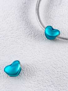 STYFNE 1pc Valentine's 2025 New Heart Pendant In Blue, Pink, Green, Black Color Series, Suitable For Women Bracelet DIY, Jewelry, Daily Small Gift