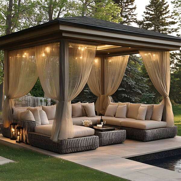 1pc Adjustable Sheer Outdoor Curtain Panel, Breathable Mesh Voile With Rod Pocket, Fits For Patio, Cabana, Backyard, Porch, And Gazebo Decor, Also Suitable For Indoor Mosquito Net, Wedding Venue Decoration, Quantity Is 1 Panel