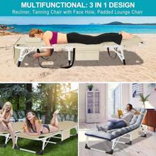 ABORON Oversized XXL Folding Camping Cot W/Mat For Adults, 78" L X 32" W X 18" H, Heavy Duty Outdoor Bed With Carry Bag,1200 D Layer Oxford Travel Camp Cots - 黃色 - 查看 3