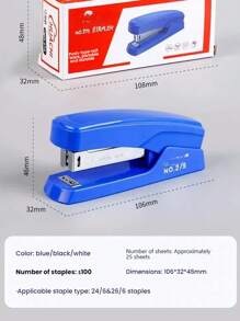[1 pieza engrapadora + 1 caja de grapas] [3 piezas engrapadora + 3 cajas de grapas] Engrapadora de color aleatorio 12#, suministros de oficina multifuncionales, engrapadora manual resistente para estudiantes, para la temporada de vuelta a clases. [1 caja/1000 piezas de grapas] Compatible con el tamaño 24/6, 26/6