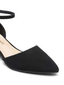 Women's Ankle Strap Low Heel Pumps Dress Shoes Pointed Toe Closed Toe Comfortable Casual D'Orsay Flats - 黑色 - 查看 7