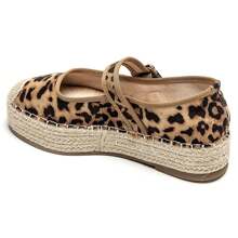 Mary Jane Espadrilles With Rope Platform Sole - Leopard - View 3