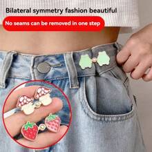 2/3/4 对可爱青蛙、草莓、蘑菇弹性腰带扣可调节腰带延长器，无缝牛仔裤腰带配件，适用于连衣裙和服饰 - 彩色 - 查看 2