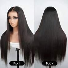 MECRY 12-36 Inches 13x4 High Definition Lace Front Wig, Plug And Play, No Glue Needed, Real Human Hair Hairline, Pre-Plucked, With Baby Hair, 200 Density, Transparent Lace Front Wig, For Women, Natural Black 1B# 13X4; Lace Front Wig, Mixed Hair - Natural & Black - View 8