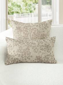 1 pieza Funda de cojín cuadrada de estilo campestre con diseño jacquard floral, de poliéster suave y cómoda para decoración del hogar en la sala de estar