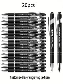 20 件/50 件套激光雕刻名称伸缩金属圆珠笔套件，具有可扩展设计和手写笔带，适用于办公室、学校、日记和艺术项目，个性化定制名称/徽标/日期 - 彩色 - 查看 3