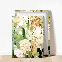 1 szt. Nowoczesny Boho Współczesny Abstrakcyjny Kwiatowy Płótno Ścienne Sztuka, Kwiatowy Obraz Olejny, Zielony Botaniczny Dekor Ścienny Do Salonu, Z Ramą Lub Bez, Wystrój Apartamentu W Akademiku, Prezenty Do Dekoracji Ścian W Hotelu, Domu, Salonie, Sypialni, Łazience I Biurze
