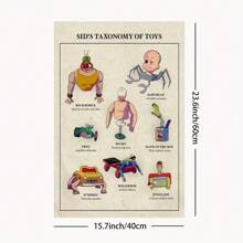 复古玩具分类创意古怪、无框、帆布画、印刷品、海报、装饰画、家居帆布墙艺术，适用于咖啡馆办公室客厅卧室、节日礼物