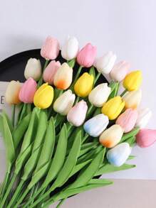 1pc/6pcs/10pcs Artificial Tulips, Plastic Simulation Flowers, Realistic Blooming Tulips, Suitable For DIY Craft, Wedding Bouquets, Home And Tabletop Decor, Indoor And Outdoor Decor, Living Room, All Seasons, Christmas, Valentine's Day, Mother's Day, Graduation, Wreath Day, Junefest, Not Including Containers Gifts Birthday Birthday Decorations Party Decorations Bachelorette