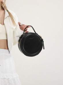 Round Design Lady Handbag Vintage PU Leather Shoulder Bag For Women Fashion Clutch Purses High Quality Crossbody Bag Female Travel Totes Daily Removable Commuting Bag Give A Gift To A Friend