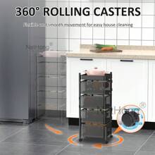 NetHong 6 Tier Kitchen Rotating Storage Trolley Cart Utility Vegetable Mobile Shelf Rack - Black - View 11