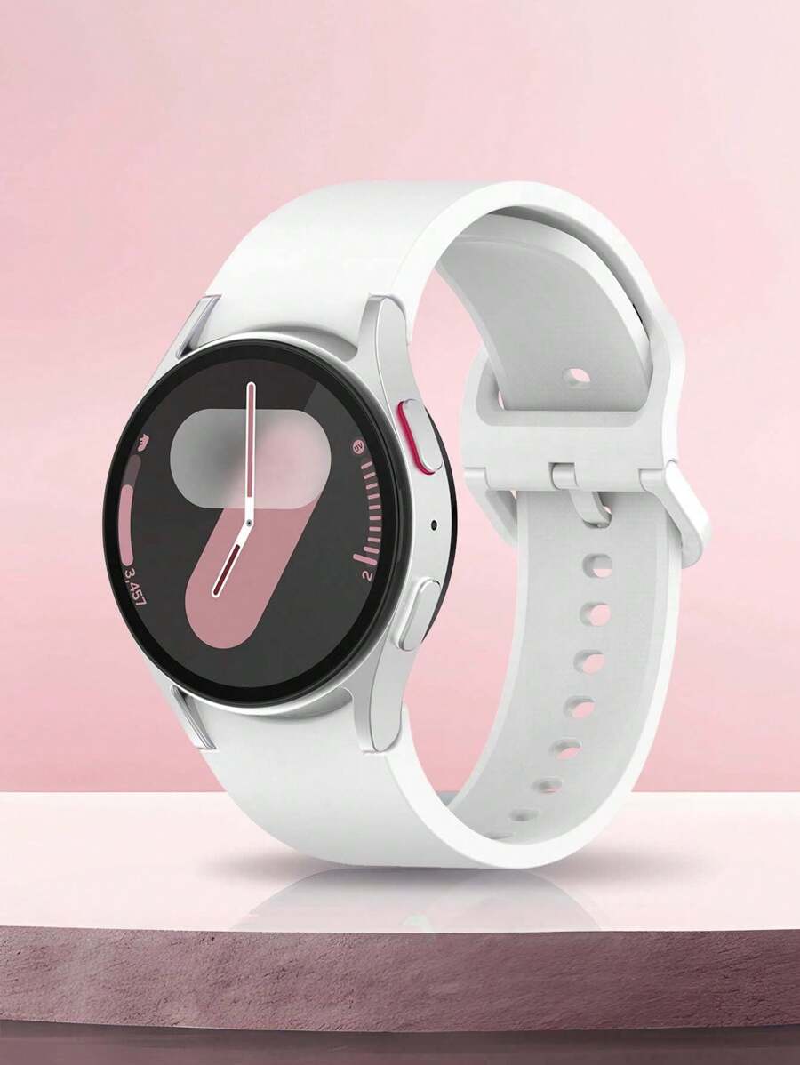 兼容三星 Galaxy Watch 7 FE 6 5 4 40mm 44mm / Watch 5 Pro 45 44mm / Watch6 43mm / Watch4 Classic 46mm，20mm 户外运动和瑜伽健身超薄柔软舒适防汗防水硅胶表带，男女适用，白色