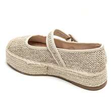 Mary Jane Espadrilles With Rope Platform Sole - Beige - View 6