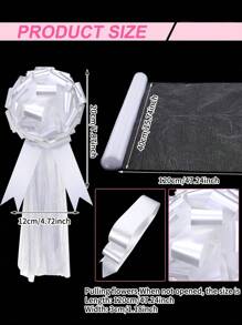 6 件/4 件/2 件 47 英寸（约 120 厘米）大型欧根纱蝴蝶结婚礼过道装饰，适合新娘送礼会、周年纪念、母亲节（白色）