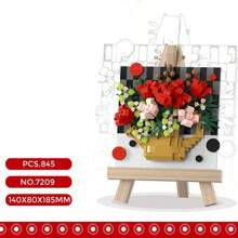 框架积木装饰保鲜花工艺品套件，花束积木套装，ABS 塑料创意 DIY 模型玩具，适合成人和 14 岁以上青少年，非常适合母亲节、生日、节日礼物 - 查看 12