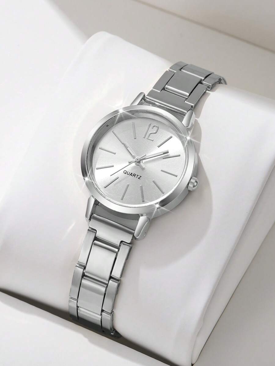 1pc Women's Elegant Fashion Numeric Scale Small Dial Classic Casual Quartz Wrist Watch, Steel Strap (Set Of 1, Watch Only) - one-size - View 1