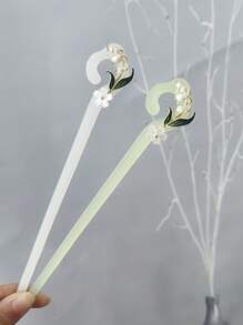 2pcs Chinese Style Hanfu Outfit For Women: Elaborate Headdress Accessories, Hairpin & Hair Stick, Suitable For Daily Wear