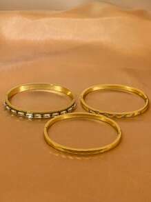 1pc Luxury Zirconia Stainless Steel Vacuum Plated Non-Fading Bracelet, Elegant & Unique Design Suitable For Women, Party, Engagement, Gift