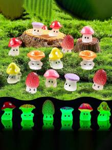 10/20/30pcs Mini Resin Cartoon Style Wild Mushroom Figurine For Creative Micro-Landscape Decor, Moss & Greenery Accent Diy Outdoor Garden Decor, Solid - Multicolor - View 14