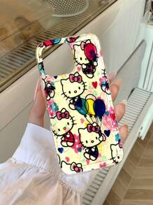 Sanrio 1 pieza Funda de teléfono transparente de TPU con diseño de Hello Kitty lindo de Sanrio, pintado con UV, antideslizante y a prueba de caídas, compatible con iPhone 16/16Plus/16Pro/16Promax, iPhone 15/15Plus/15Pro/15Promax, iPhone 14/14Plus/14Pro/14Pro Max, iPhone 13/13Pro/13Pro Max, iPhone 12/12Pro/12Pro Max, iPhone 11/11Pro Max, iPhone X/XS/XR/XS Max