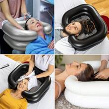 Air Inflatable Hair Washing Basin With Water Tube (100 Cm) For Bedridden - Wash Hair In Bed With Inflatable Shampoo Basin. Portable Shampoo Bowl With Pillow For Extra Comfort. The Perfect Inflatable Sink For Locs Detox Home Bathroom Decor Summer Back To School