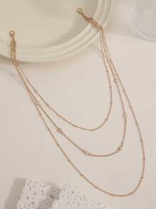 1pc Sexy Minimalist Faux Crystal Multi-Layer Back Chain, Fashion Jewelry Accessory For Women, Suitable For Wedding, Beach, Party, Formal Events