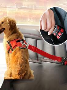 1pc Adjustable Retractable Shock-Absorbing Pet Car Safety Leash, Suitable For Small/Medium/Large Dogs
