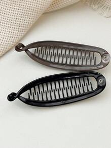 2 piezas Pinzas de pelo en forma de plátano de color negro mate y café con diseño simple y antideslizante, versátiles para recogidos bajos, accesorios para el cabello, accesorios escolares, accesorios para la cabeza, accesorios para el cabello para mujeres - Multicolor - Ver 4